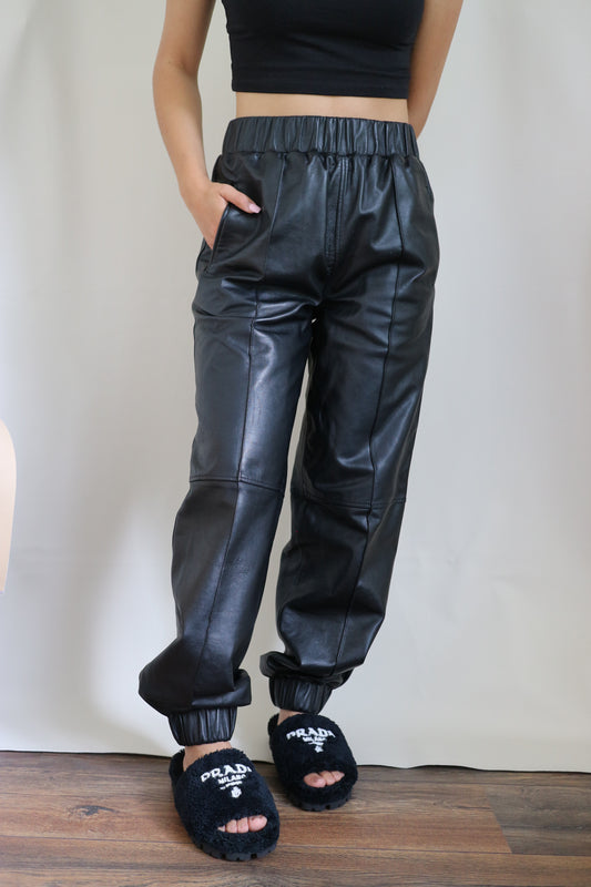 GANNI Leather Jogging Pants