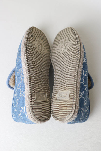 Gucci GG Horsebit Shearling Loafers Blue