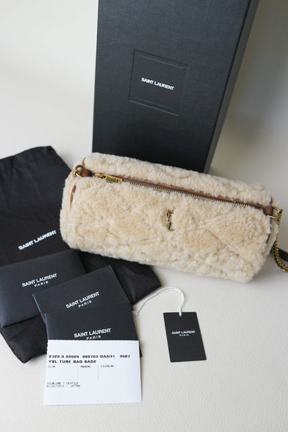 Saint Laurent Mini Sade Tube Shearling Bag