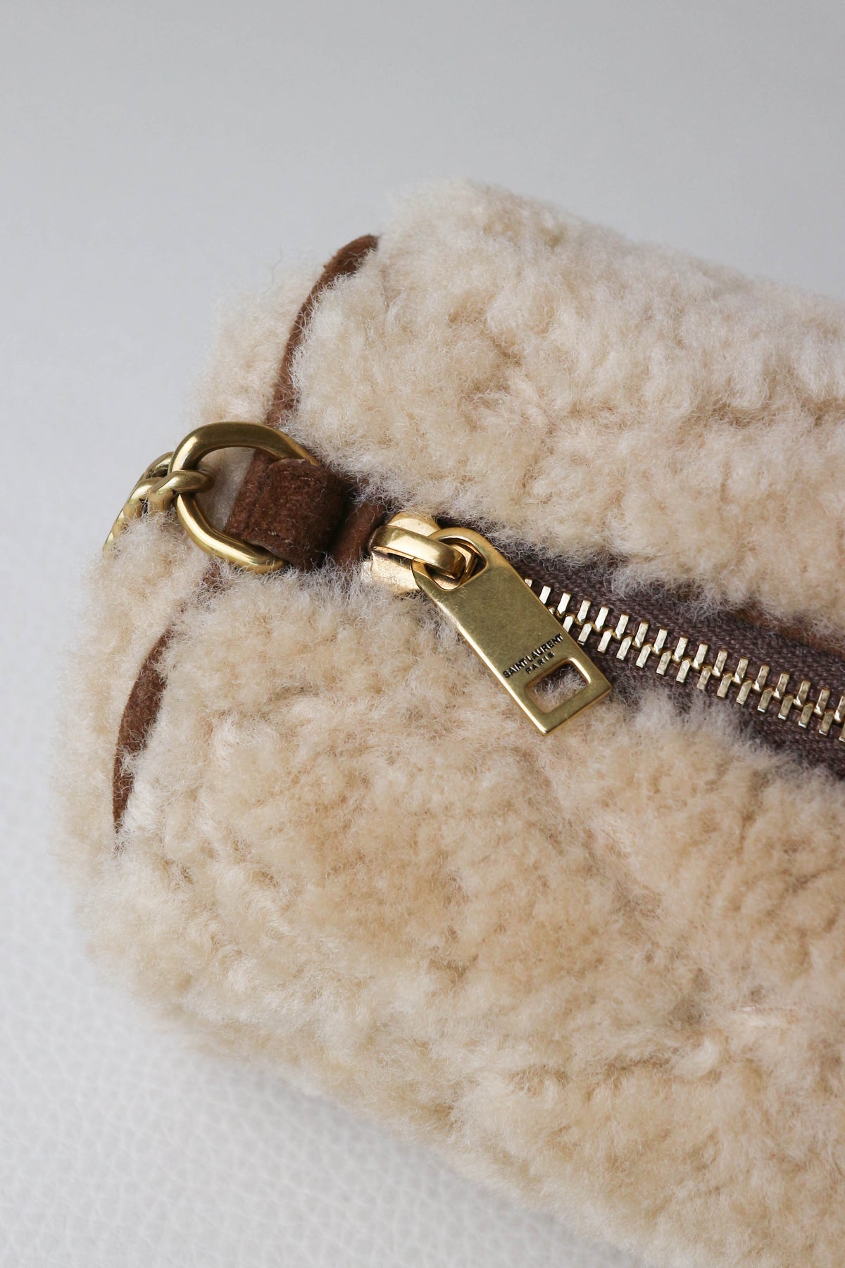 Saint Laurent Mini Sade Tube Shearling Bag