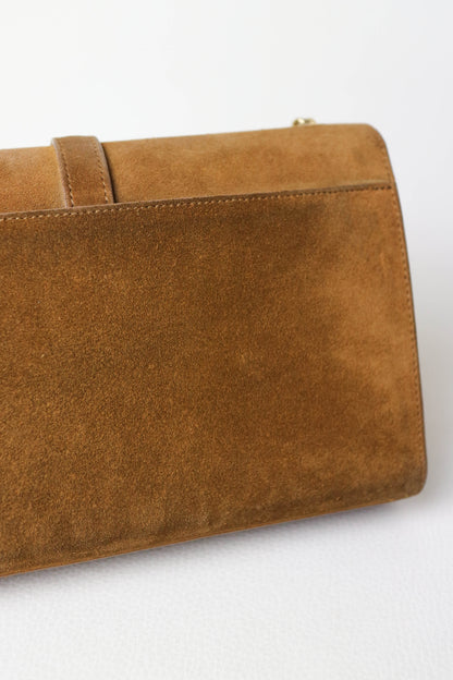 Saint Laurent Monogram Fringe Bag Suede Brown