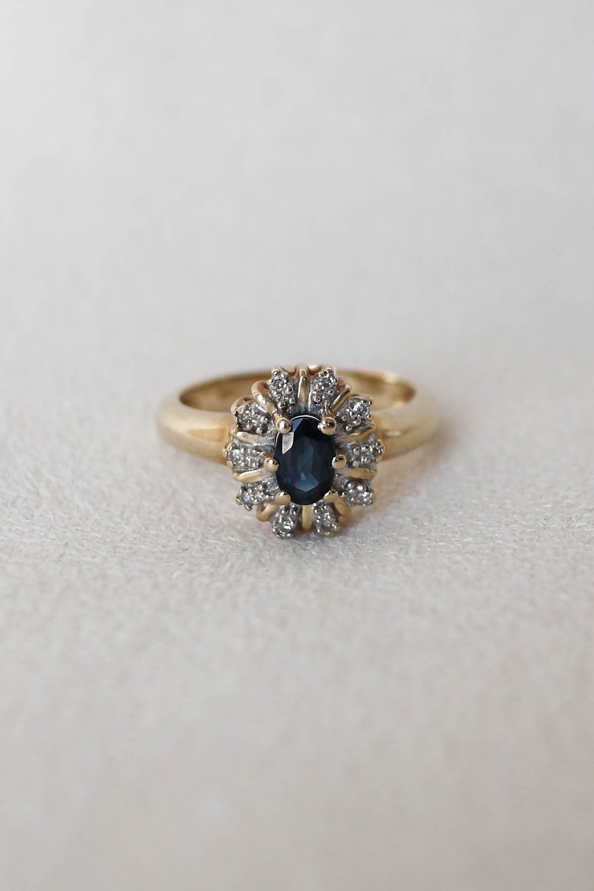Vintage Sapphire and Diamond Oval Cluster Ring