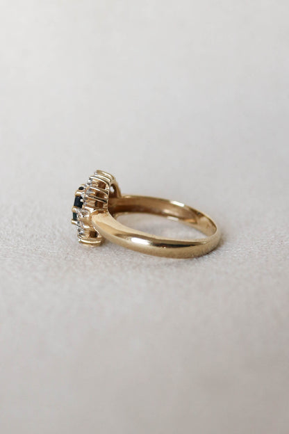 Vintage Sapphire and Diamond Oval Cluster Ring