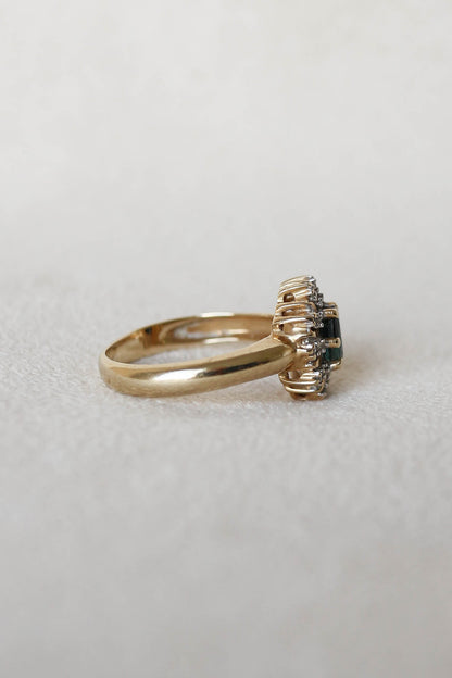 Vintage Sapphire and Diamond Oval Cluster Ring