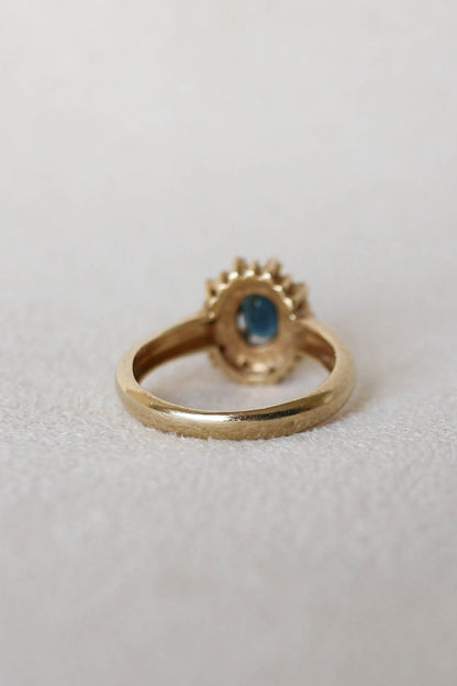Vintage Sapphire and Diamond Oval Cluster Ring