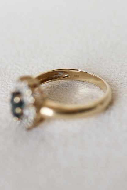 Vintage Sapphire and Diamond Oval Cluster Ring