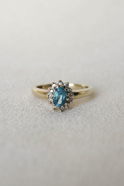 Vintage Topaz and Diamond Cluster Ring