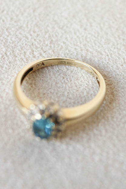 Vintage Topaz and Diamond Cluster Ring