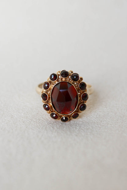 Vintage Big Garnet Oval Ring