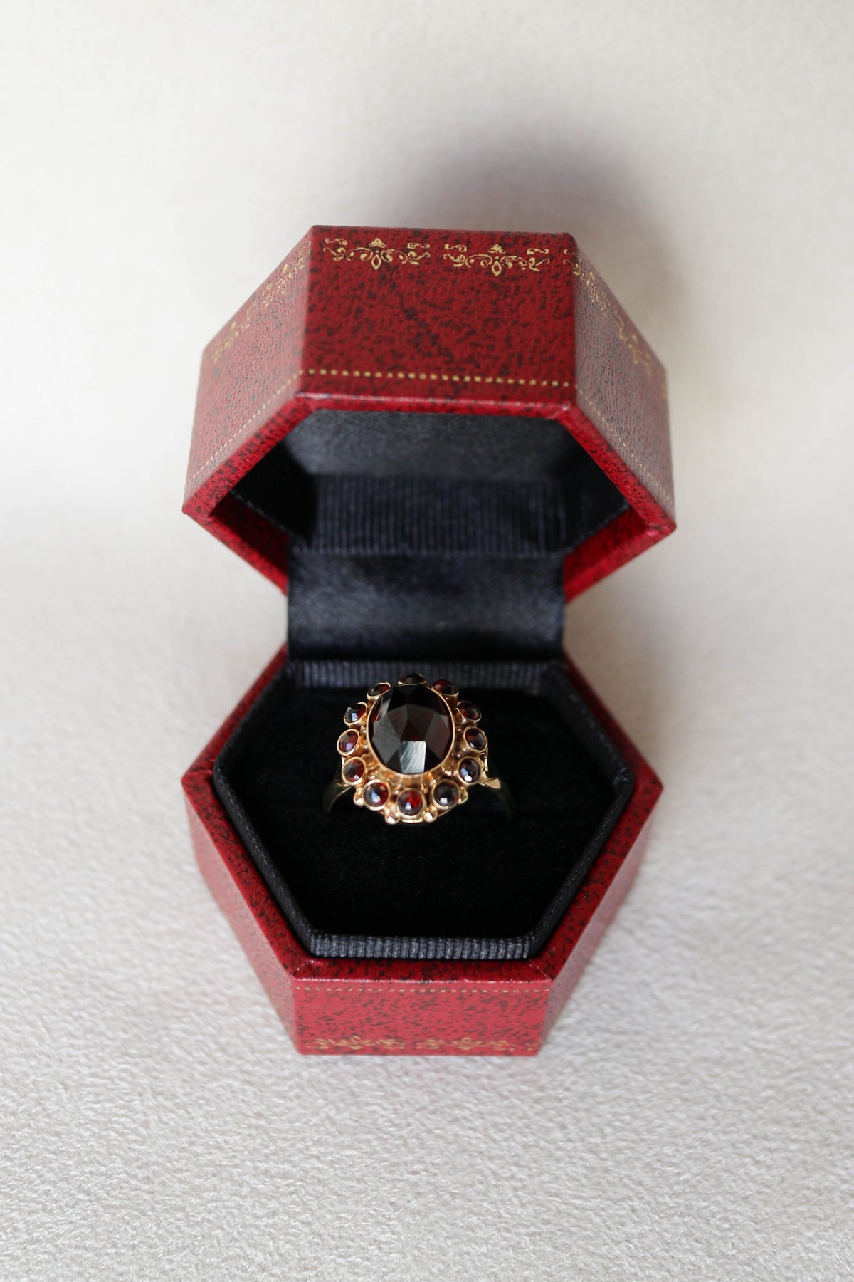 Vintage Big Garnet Oval Ring