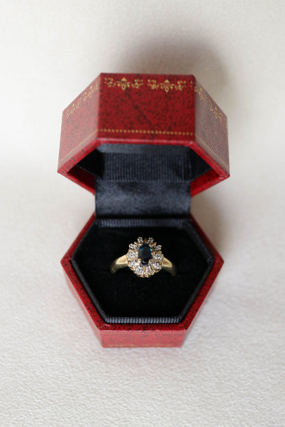 Vintage Sapphire and Diamond Oval Cluster Ring