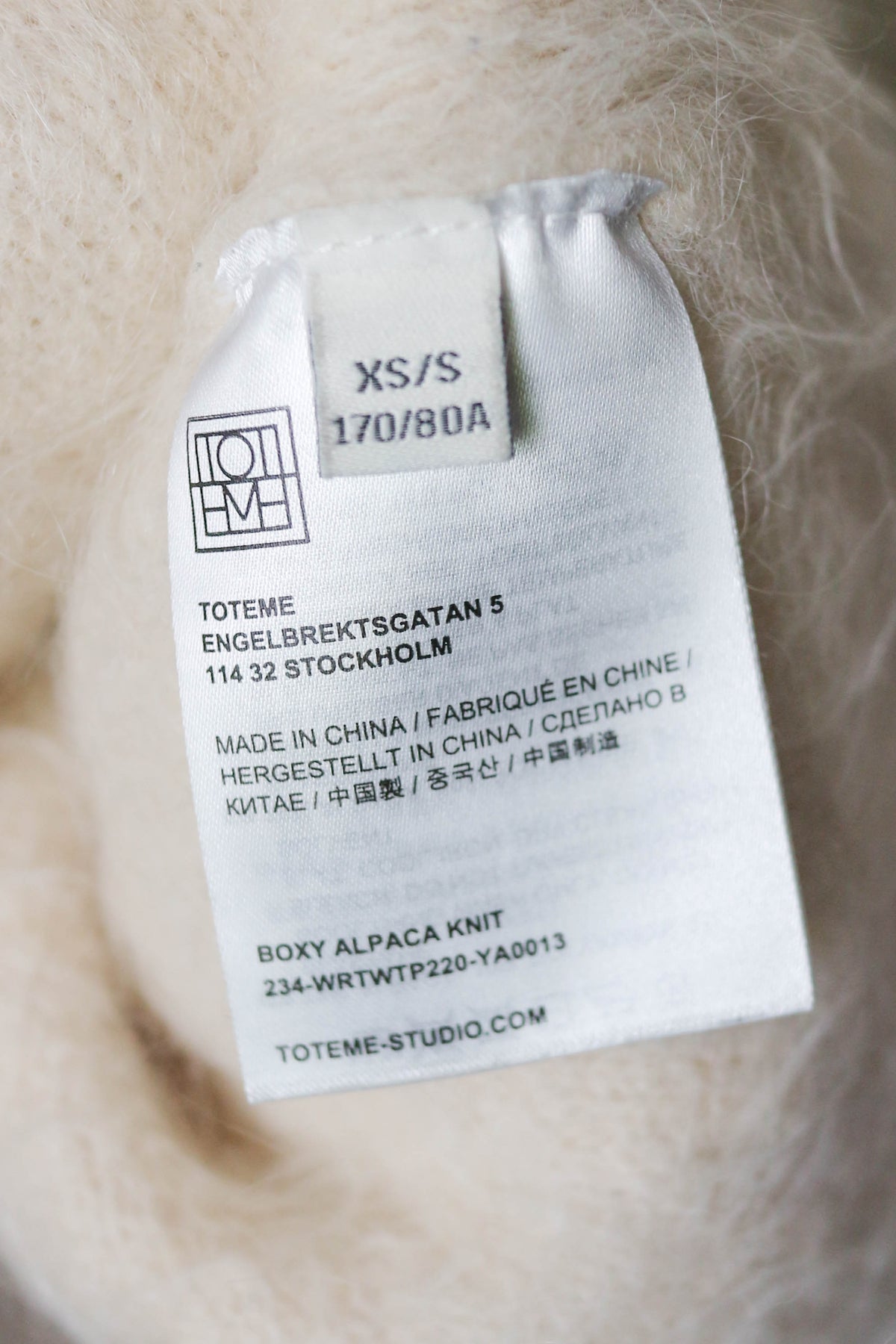 TOTEME Alpaca Oversized Knit Jumper Cream