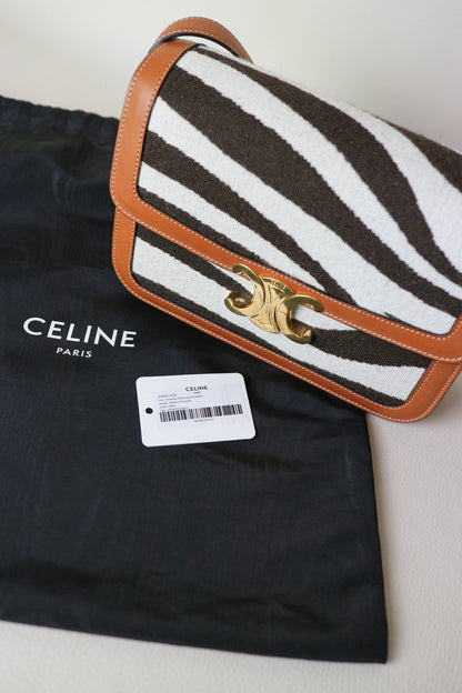 CELINE Triomphe Zebra Crossbody Bag