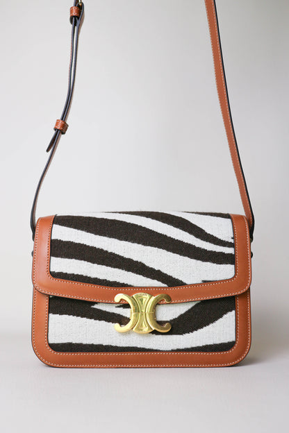 CELINE Triomphe Zebra Crossbody Bag