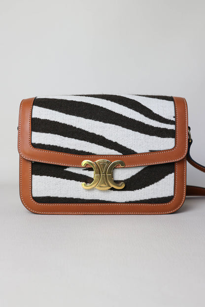 CELINE Triomphe Zebra Crossbody Bag