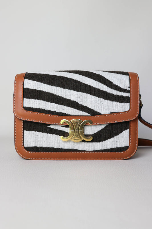 CELINE Triomphe Zebra Crossbody Bag