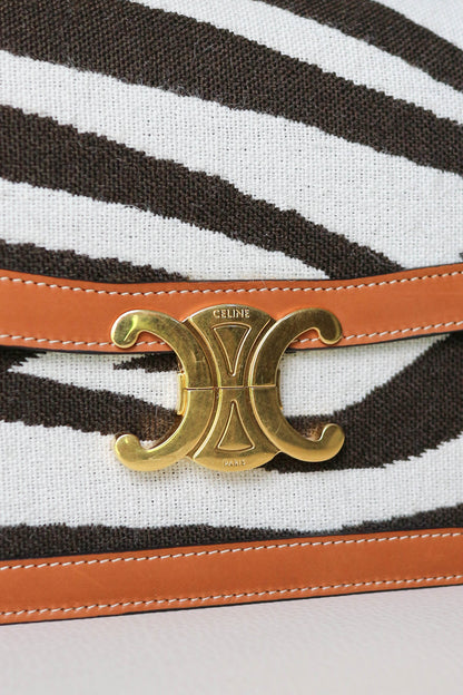 CELINE Triomphe Zebra Crossbody Bag