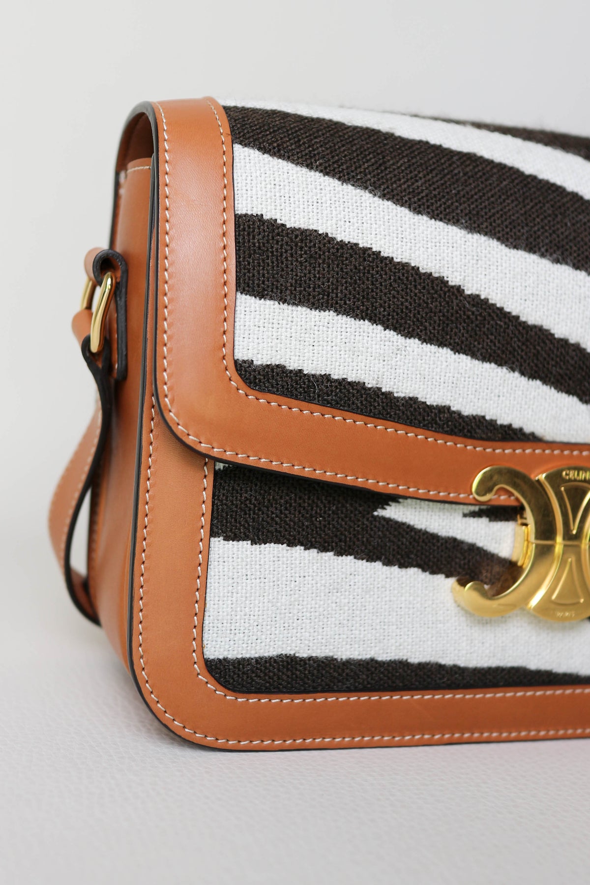 CELINE Triomphe Zebra Crossbody Bag