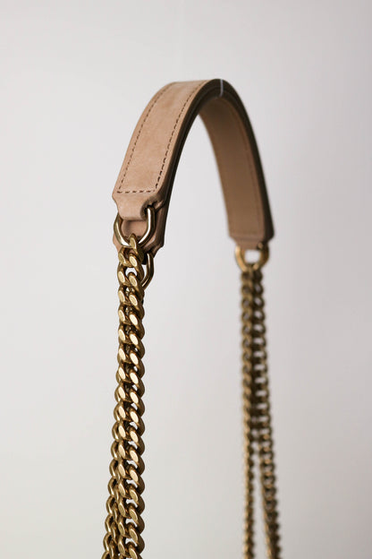 Saint Laurent Niki Shearling Shoulder Bag Small Beige