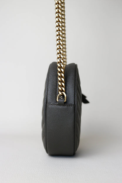 Saint Laurent Vinyle Logo Round Bag Khaki