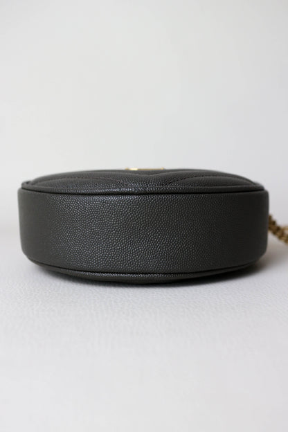 Saint Laurent Vinyle Logo Round Bag Khaki
