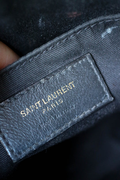 Saint Laurent Vinyle Logo Round Bag Khaki