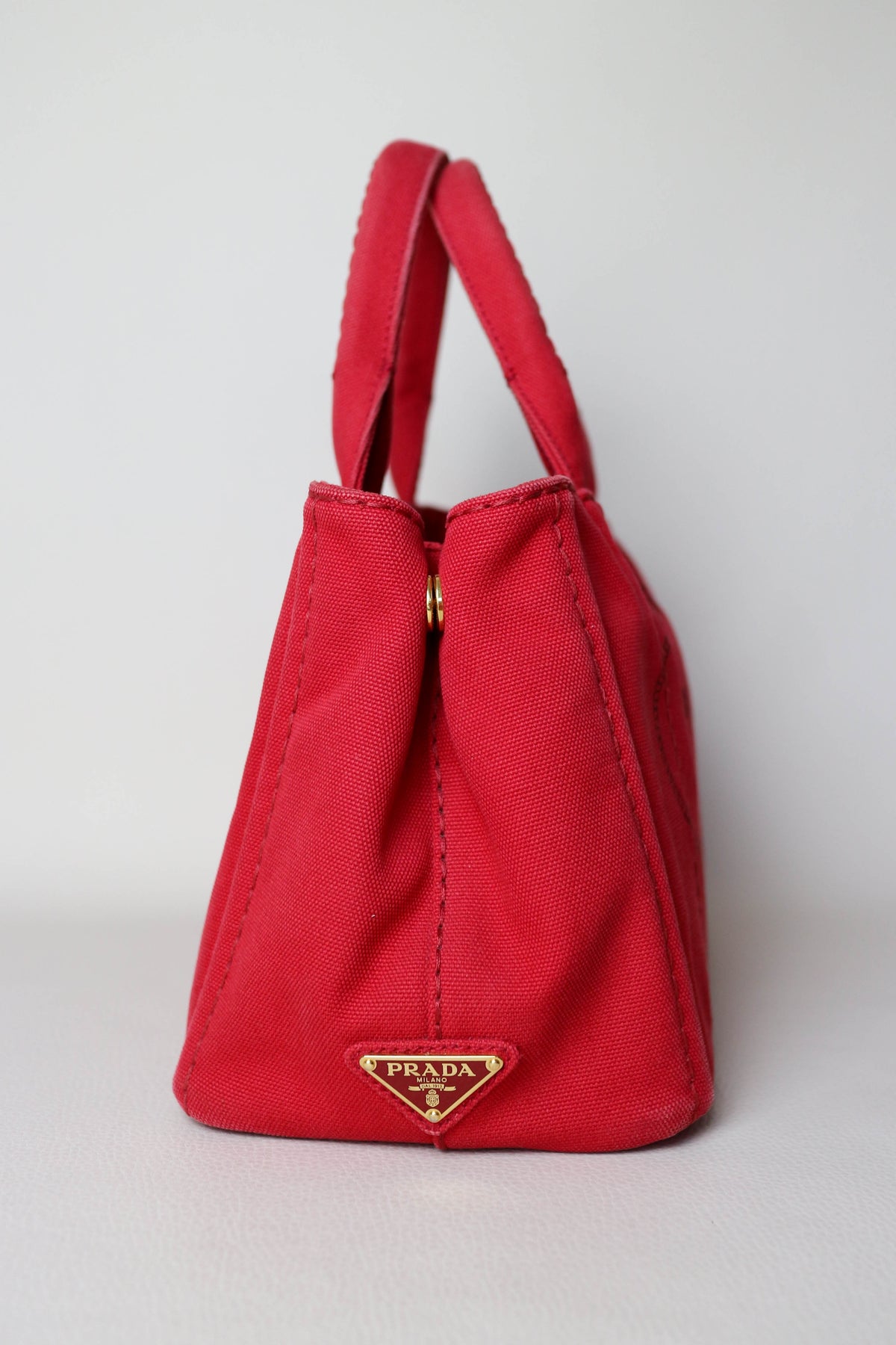 Prada Vintage Canapa Logo Tote Bag Small Red