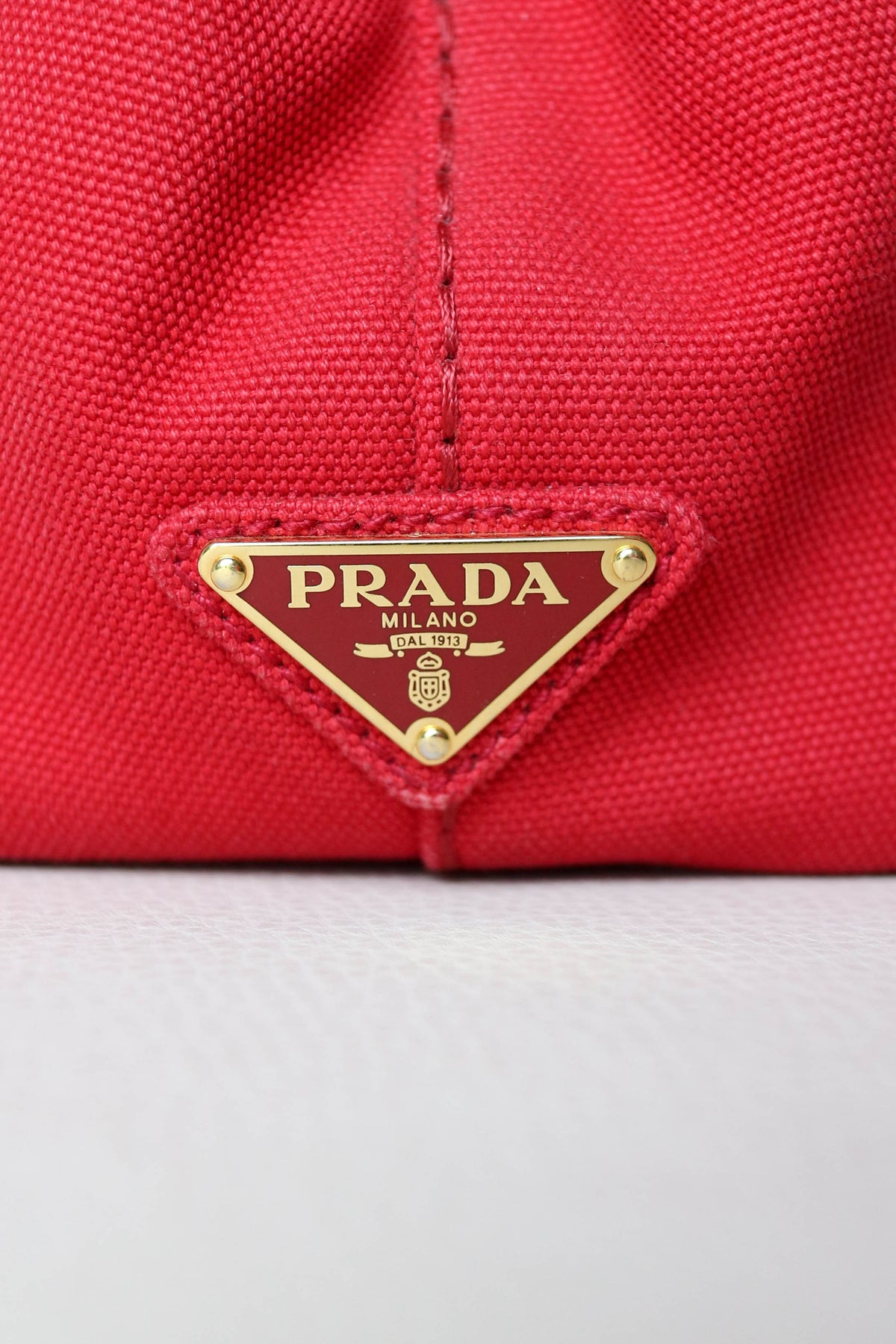 Prada Vintage Canapa Logo Tote Bag Small Red