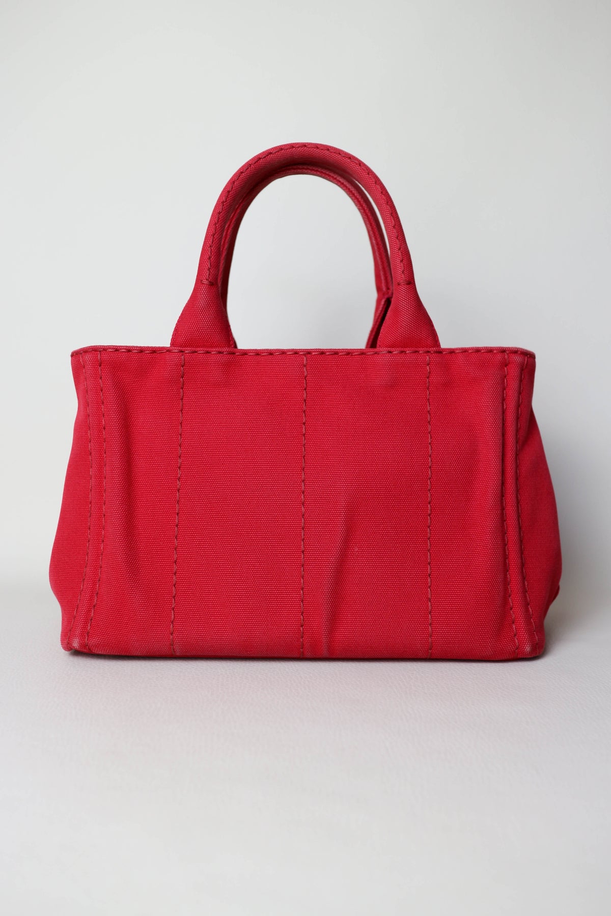 Prada Vintage Canapa Logo Tote Bag Small Red