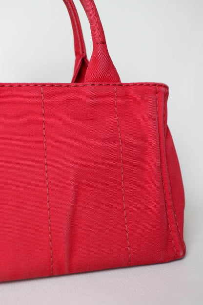 Prada Vintage Canapa Logo Tote Bag Small Red