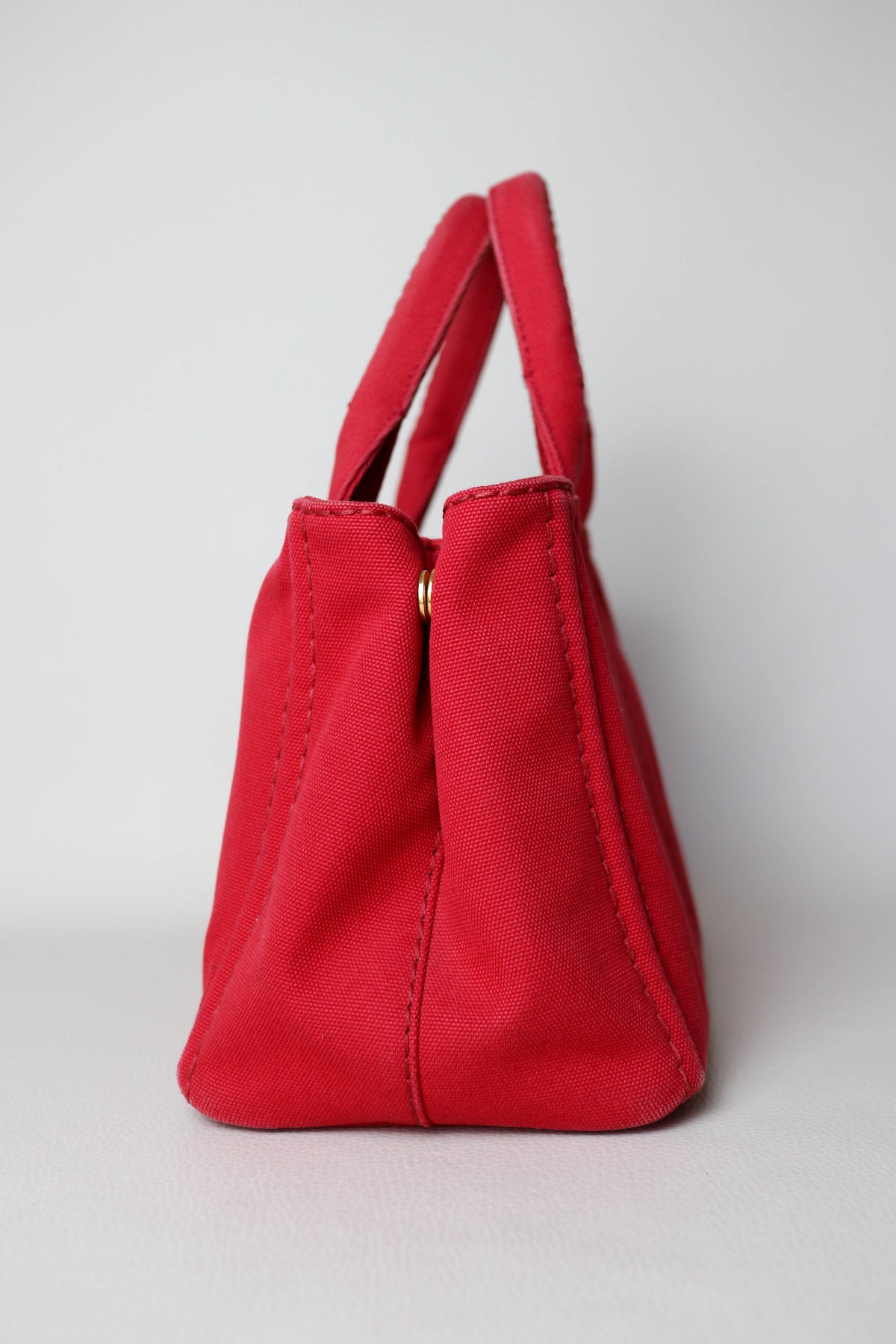 Prada Vintage Canapa Logo Tote Bag Small Red