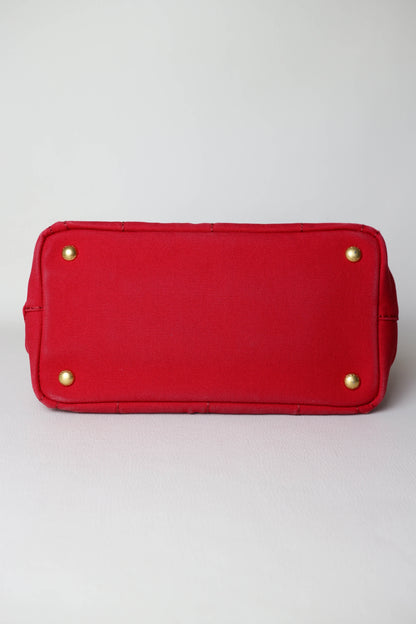 Prada Vintage Canapa Logo Tote Bag Small Red