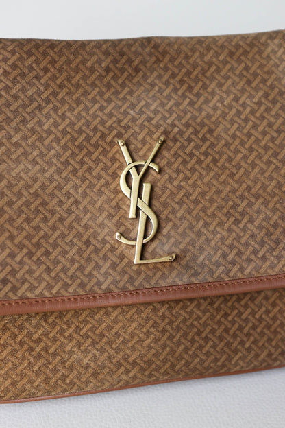 Saint Laurent Niki Suede Shoulder Bag Medium Brown