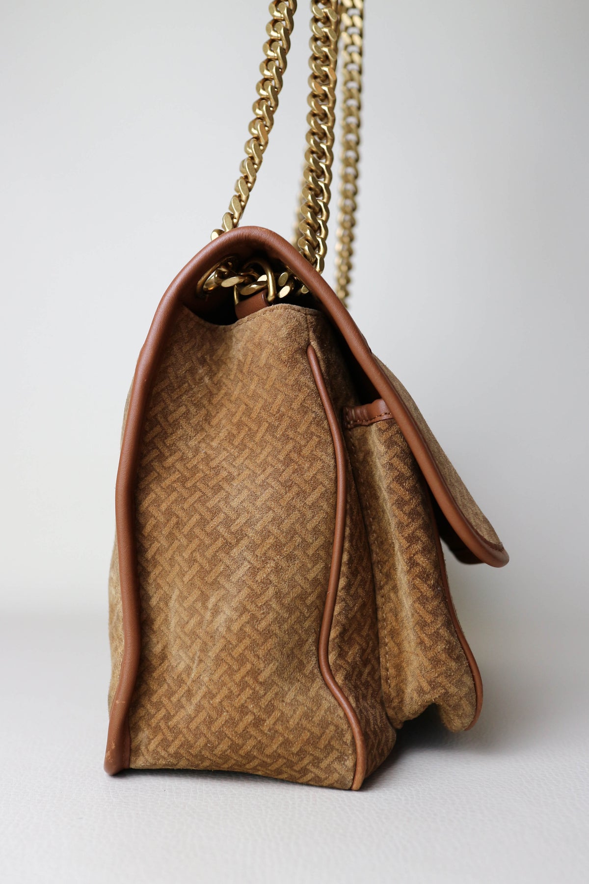 Saint Laurent Niki Suede Shoulder Bag Medium Brown