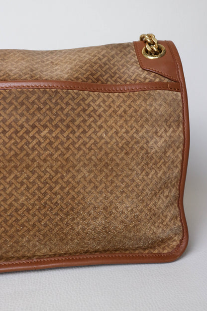 Saint Laurent Niki Suede Shoulder Bag Medium Brown