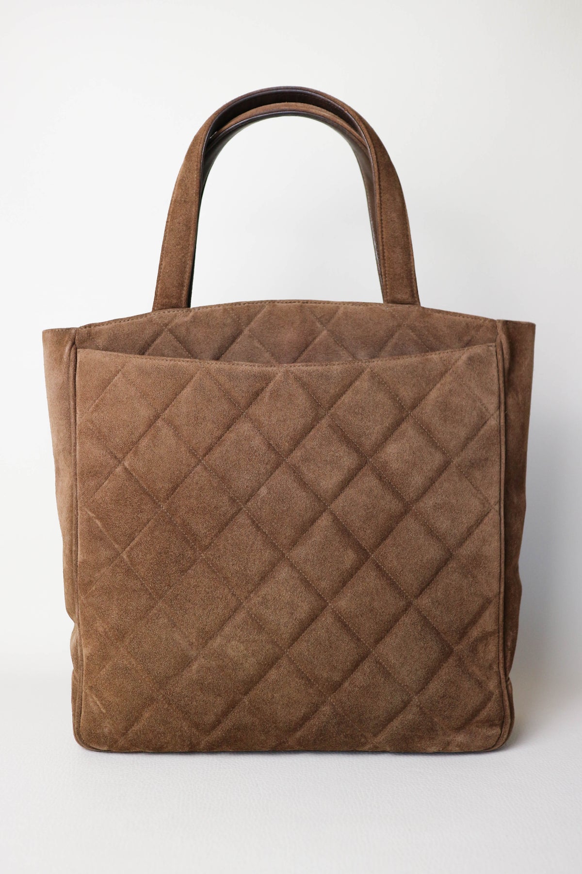CHANEL Vintage CC Suede Handbag Brown