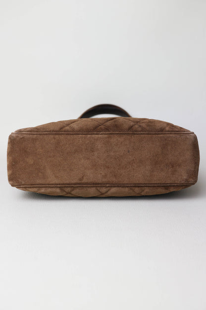 CHANEL Vintage CC Suede Handbag Brown