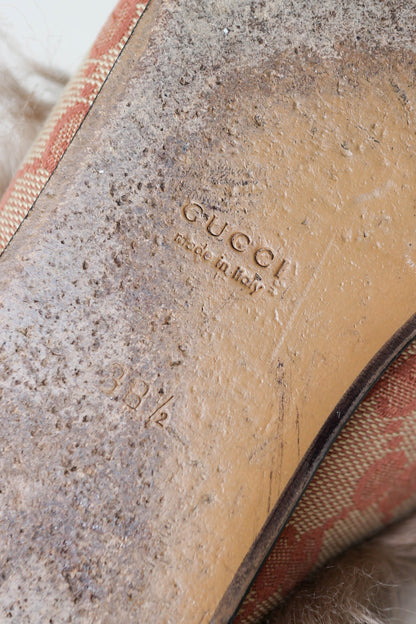 Gucci Princetown Monogram Fur Loafers Brown