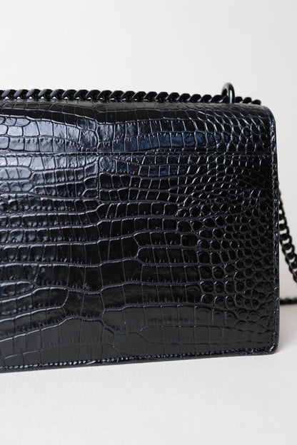 Saint Laurent Sunset Croco Shoulder Bag Medium