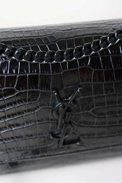 Saint Laurent Sunset Croco Shoulder Bag Medium