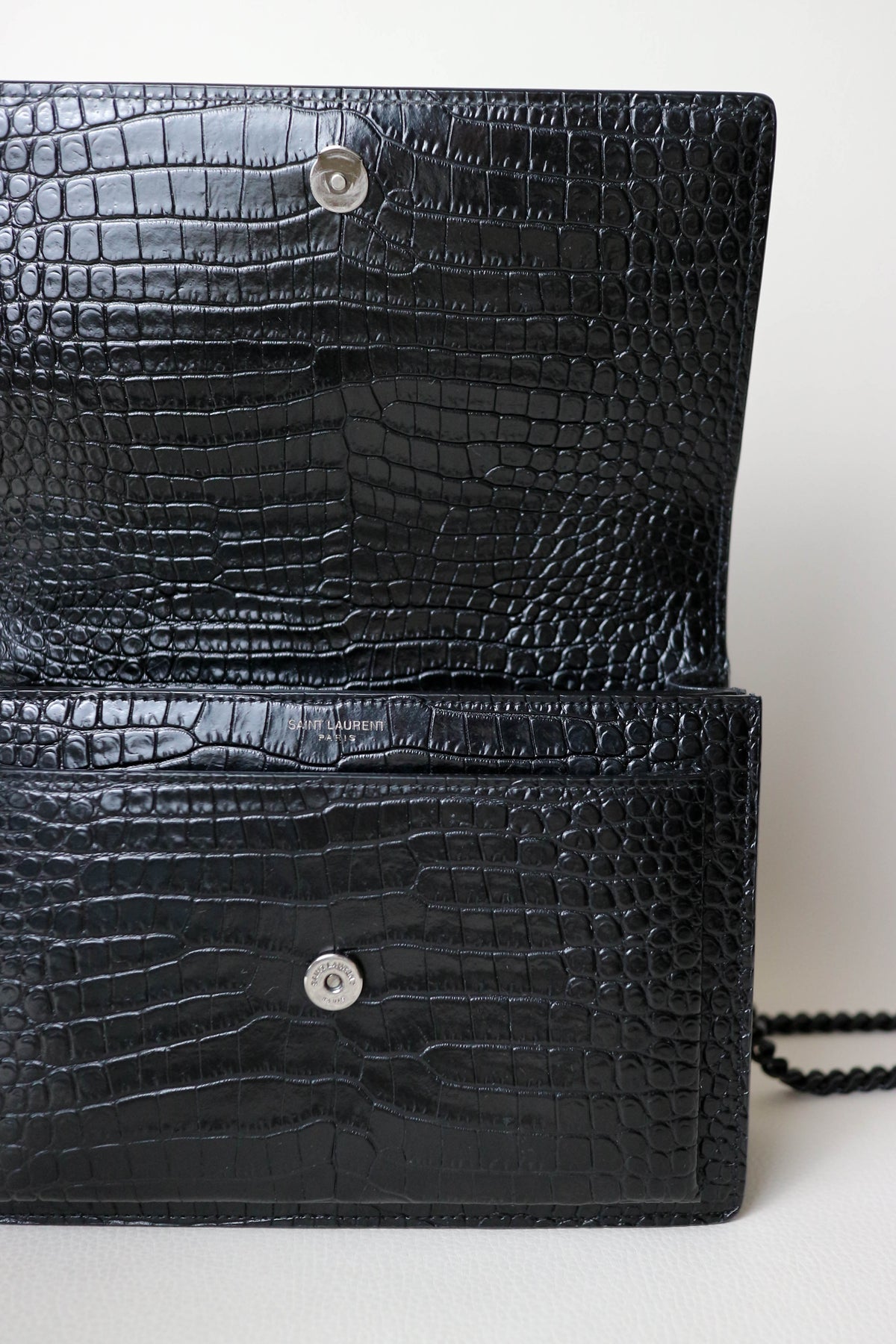 Saint Laurent Sunset Croco Shoulder Bag Medium