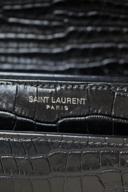 Saint Laurent Sunset Croco Shoulder Bag Medium