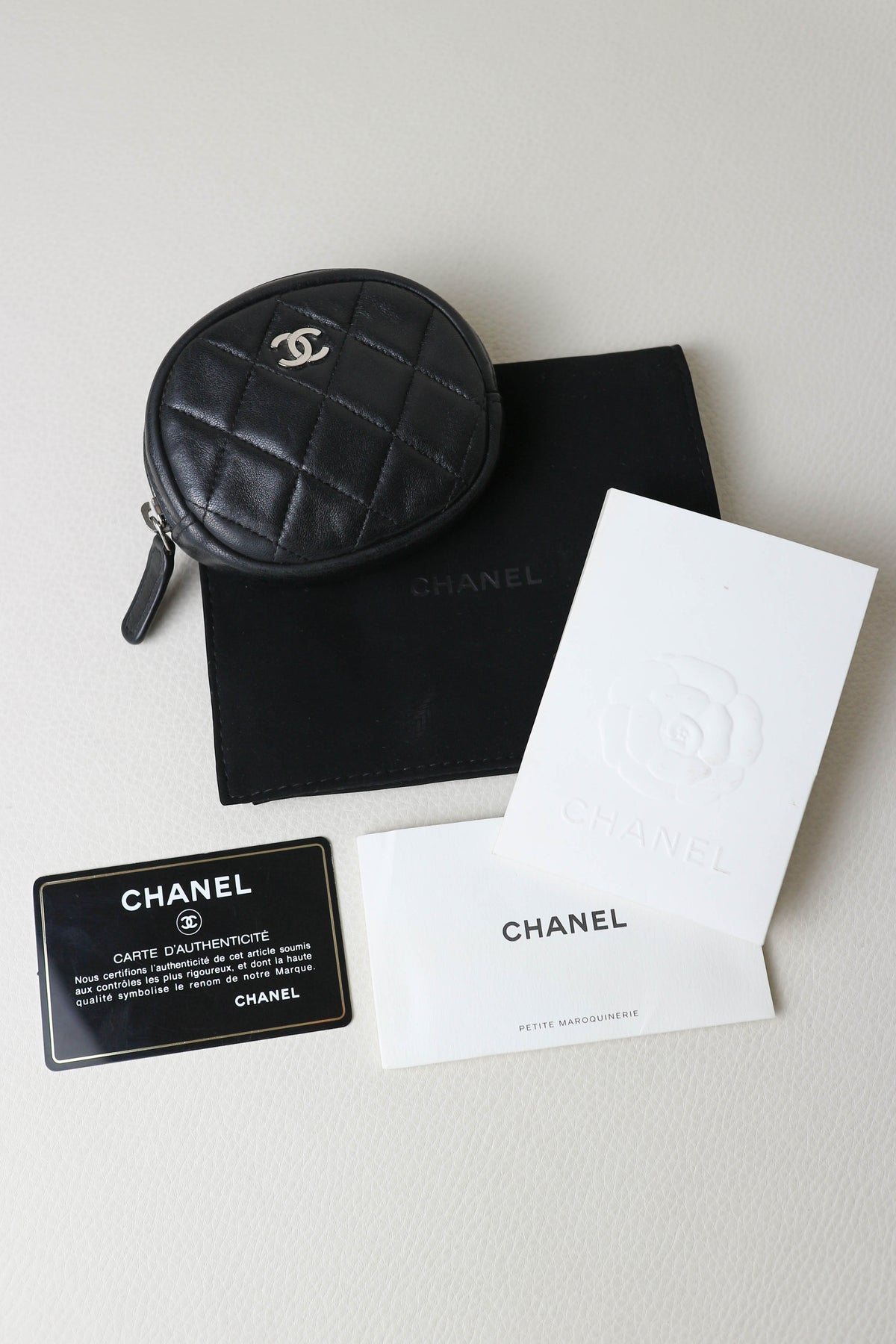CHANEL Quilted Coin Purse Black