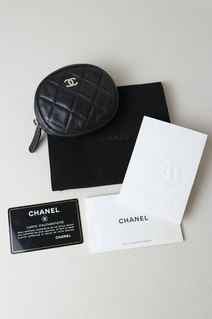 CHANEL Quilted Coin Purse Black