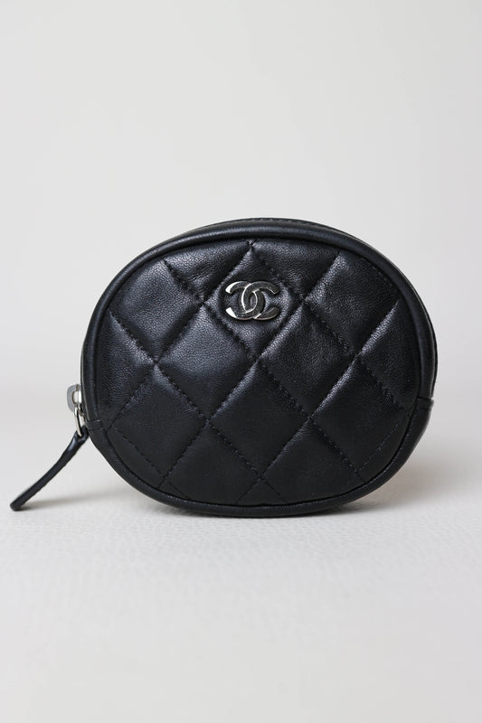 CHANEL Quilted Coin Purse Black