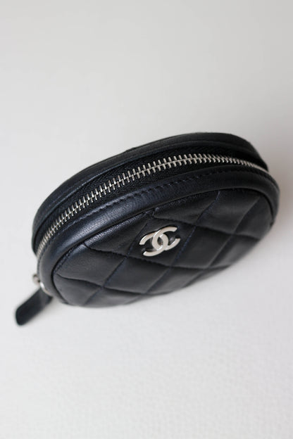 CHANEL Quilted Coin Purse Black