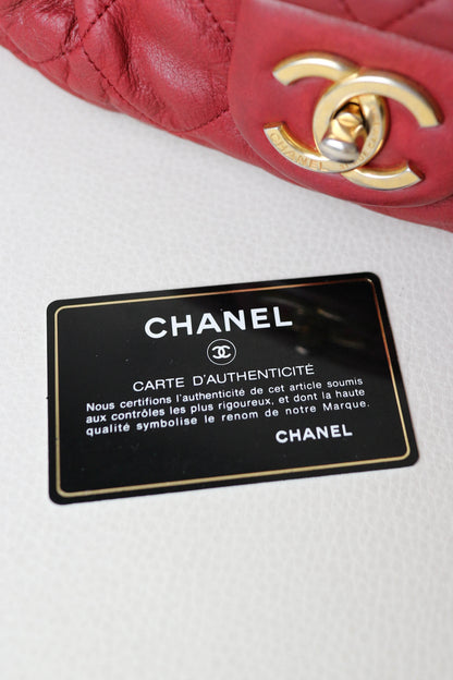 CHANEL Coco Pleats Jumbo Single Flap Bag Red