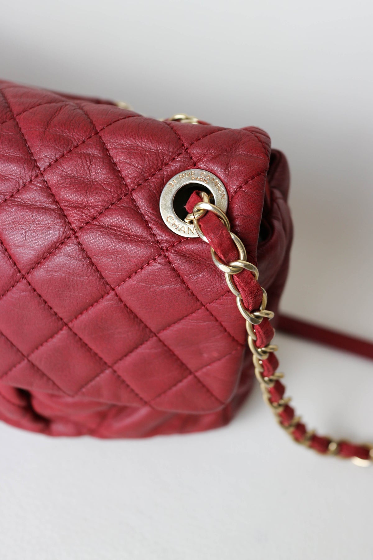CHANEL Coco Pleats Jumbo Single Flap Bag Red
