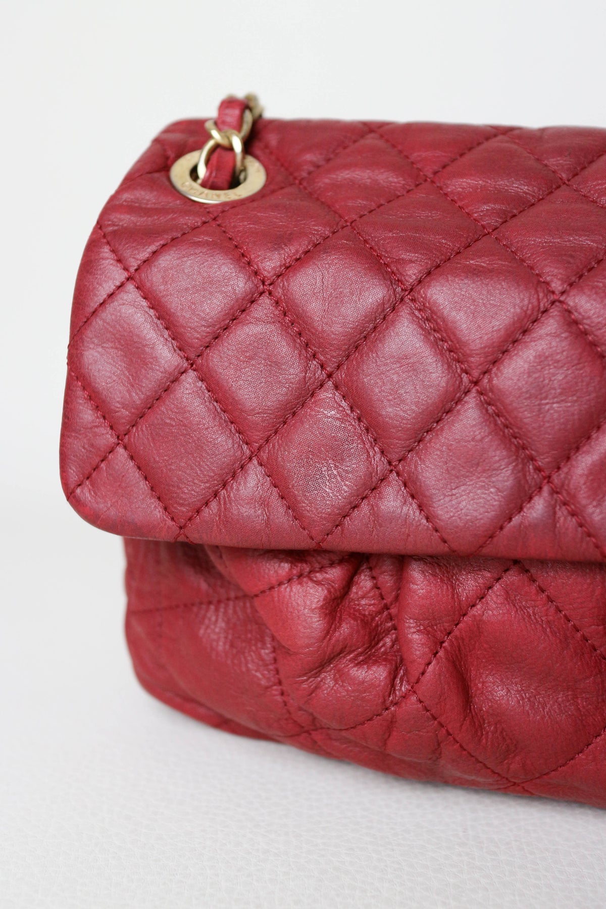 CHANEL Coco Pleats Jumbo Single Flap Bag Red