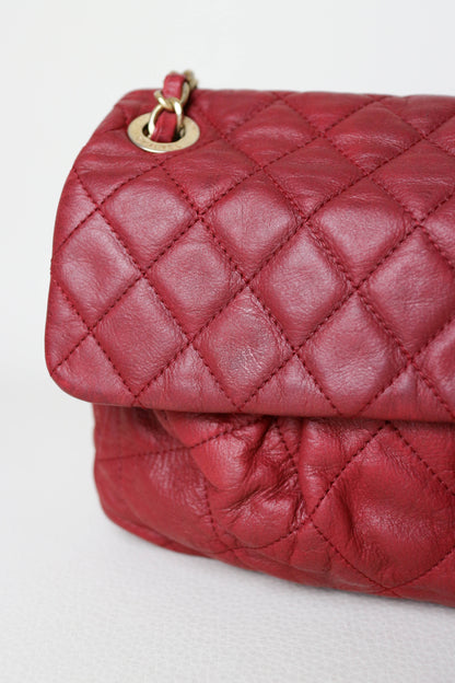 CHANEL Coco Pleats Jumbo Single Flap Bag Red
